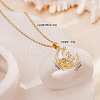 Brass Crystal Rhinestone & Resin Butterfly Moon Pendant Necklaces for Women FS-WG063FB-03-1