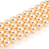 UV Plating Pearlized Glass Pearl Beads Strands GLAA-F128-01B-T6-2