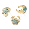Star Natural Amazonite Cubic Zirconia Cuff Rings RJEW-M076-02G-07-2