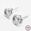 Rhodium Plated 925 Sterling Silver Stud Earring Settings STER-F032-06P-1