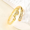 Heart 925 Sterling Silver Cubic Zirconia Cuff Rings for Women RJEW-S631-03G-3