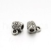 Tibetan Style Alloy Barrel Carved Flower Bail Beads TIBEB-O004-49-1