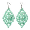 Woven Opaque Acrylic Dangle Earrings EJEW-JE05755-1