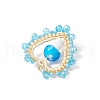 Mushroom Handmade Lampwork with Grade A Round Glass Seed Beads and Rack Plating Alloy Open Back Bezel Pendants and Electroplate Glass Beads Pendants PALLOY-MZ00689-03-4