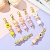 Silicone Round Flower Beads Pendant Decoration HJEW-CJ00033-5