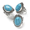 Synthetic Turquoise Adjustable Rings RJEW-I108-01AS-15-5