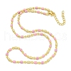 Brass Enamel Column Link Chain Necklaces NJEW-H039-09A-02G-2