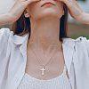 Brass Brass Micro Pave Clear Cubic Zirconia Star Cross Pendant Necklaces for Women FS-WG56FB4-01-4
