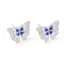 Clear Cubic Zirconia Butterfly Stud Earrings with Enamel EJEW-C030-05P-1