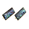 304 Stainless Steel Pave Natural Paua Shell Stud Earring Findings STAS-Z125-04G-2