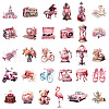 60Pcs Retro Pink PVC Waterproof Stickers Set PW-WG43952-01-1