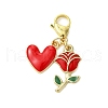 Valentine's Day Rose Heart Alloy Enamel Pendant Decoration HJEW-JM02804-01-2