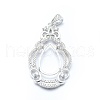 Anti-Tarnish Rhodium Plated 925 Sterling Silver Pendant Cabochon Open Back Settings STER-P044-02P-1