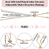 Beebeecraft 6Pcs Brass Box Chains Slider Bracelet Making with Clear Cubic Zirconia Tiny Charms BJEW-BBC0001-04-2