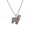 Alloy Colorful Rhinestone Pendant Necklaces for Kid FS-WG8D677-01-2