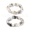 Natural Dendritic Agate Bead Stretch Bracelets G-P570-01D-4