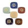 Natural Mixed Stone Rectangle with Chakra Sign Figurines Display Decorations DJEW-K025-02-1