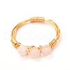 Copper Wire Wrapped Natural Gemstone Braided Bead Rings for Women RJEW-JR00393-6