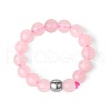 4MM Round Natural Rose Quartz Beaded Stretch Rings VM0712-6-1