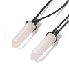 Natural Rose Quartz Bullet Pendant Necklace with Waxed Cords for Women NJEW-M196-02H-1