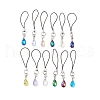 Faceted Glass Zinc Alloy Nylon Cord Mobile Straps HJEW-JM02967-2