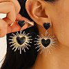 Iron Enamel Heart Pendant Stud Earrings PW-WG8016D-01-1