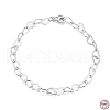 Rhodium Plated 925 Sterling Silver Heart Link Chain Bracelets BJEW-I314-057B-P-4