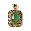 Natural Green Onyx Agate(Dyed & Heated) Rectangle Pendants KK-K399-18A-03-1