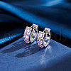 925 Sterling Silver Cubic Zirconia Hoop Earrings EJEW-L294-016P-2