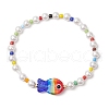 Round Shell Pearl Beads & Glass Seed Beads Stretch Bracelets BJEW-TA00637-2