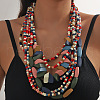 Bohemian Style Wood Geometric Beaded Multilayer Necklaces for Women WG33684-02-1