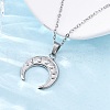 Double Horn 304 Stainless Steel Pendant Necklaces NJEW-M096-09P-5