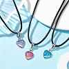 Heart with Fish Scale Shape 304 Stainless Steel with Resin Pendant Necklaces NJEW-JN04571-5