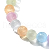 Dyed Natural Selenite Round Beaded Stretch Bracelet BJEW-JB09581-3