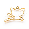 Zinc Alloy Kitten Open Back Bezel Pendants PALLOY-E564-02G-2