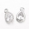 Teardrop Brass Cubic Zirconia Charms KK-L134-23P-2