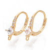 Brass Cubic Zirconia Leverback Earring Findings KK-S340-42G-1