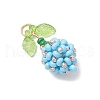 Glass Seed Beaded Flower Bud Pendants PALLOY-MZ00759-02-3