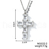 Brass Shiny Clear Cubic Zirconia Cross Pendant Necklaces Fashionable and Versatile NZ6047-2-1