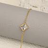 Rhombus 304 Stainless Steel Pave Clear Cubic Zirconia Link Bracelets & Stud Earrings & Pendant Necklaces FS-WG48BD9-01-3