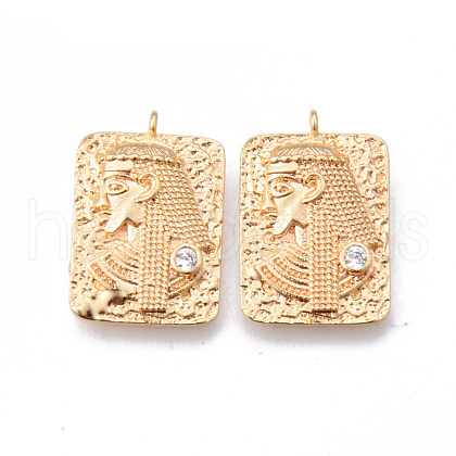 Brass Micro Pave Clear Cubic Zirconia Pendants KK-N232-153-NF-1