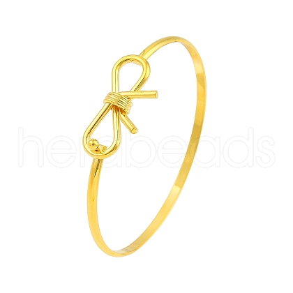 Adjustable Bowknot Brass Torque Bangles for Women BJEW-Z074-01G-1