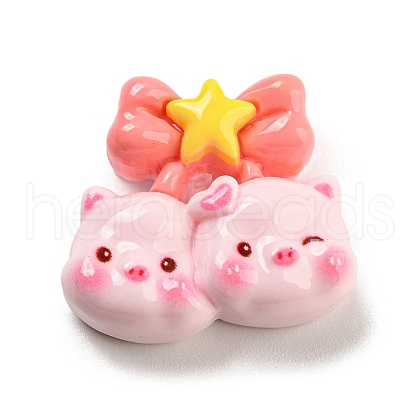 Pig Theme Opaque Resin Cabochons RESI-H154-01F-1