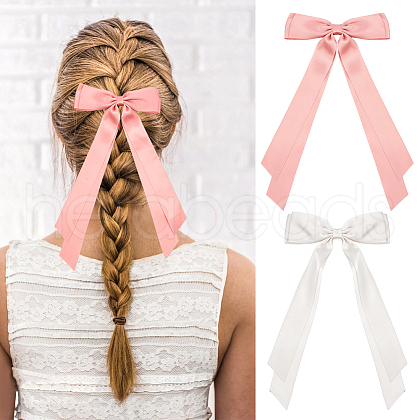 CRASPIRE Big Bowknot Polyester Alligator Hair Clips AJEW-CP0008-42B-01-1