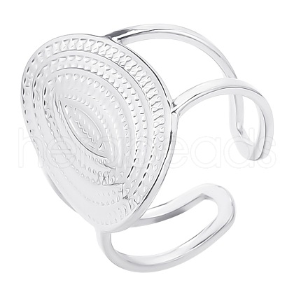 Stainless Steel Oval Open Cuff Rings NR1015-1-1