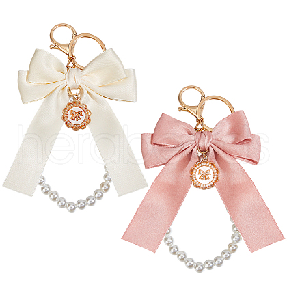 Beebeecraft 2Pcs 2 Colors Polyester Keychains KEYC-BBC0001-04A-1