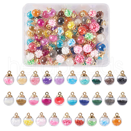 Transparent Glass Globe Pendants GLAA-TA0003-07-1