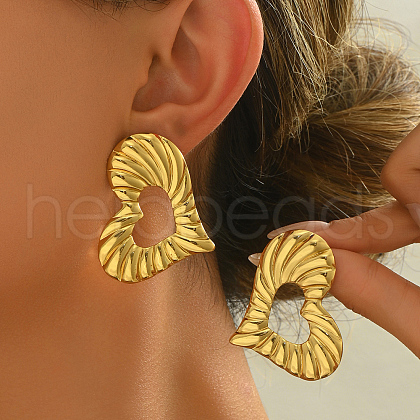 Asymmetrical Hollow Texture Heart Stainless Steel Stud Earrings OS0464-1
