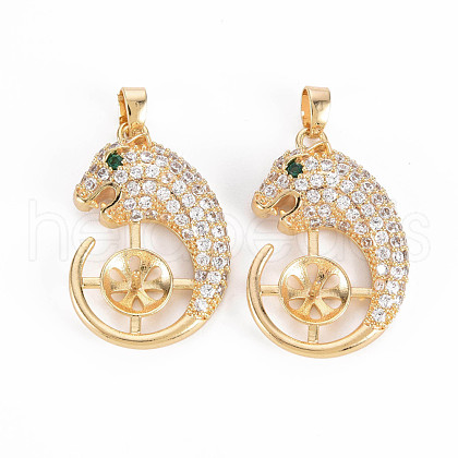 Brass Micro Pave Clear Cubic Zirconia Peg Bails Pendants KK-T062-193G-NF-1