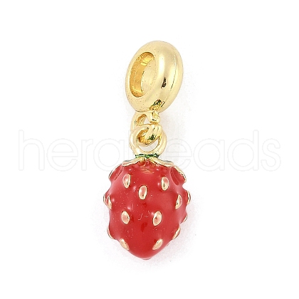 Brass Enamel Fruit European Dangle Charms KK-Z090-08G-03-1
